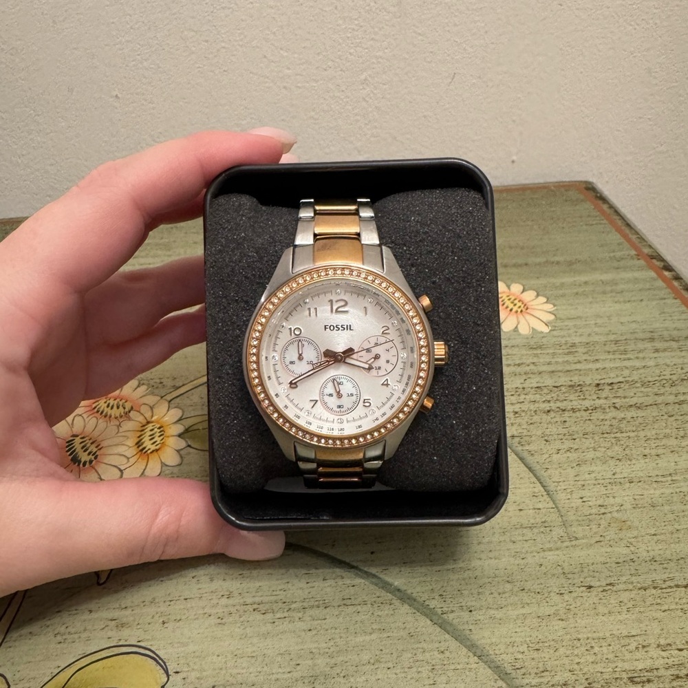 Fossil Gold and Silver Chronograph Watch